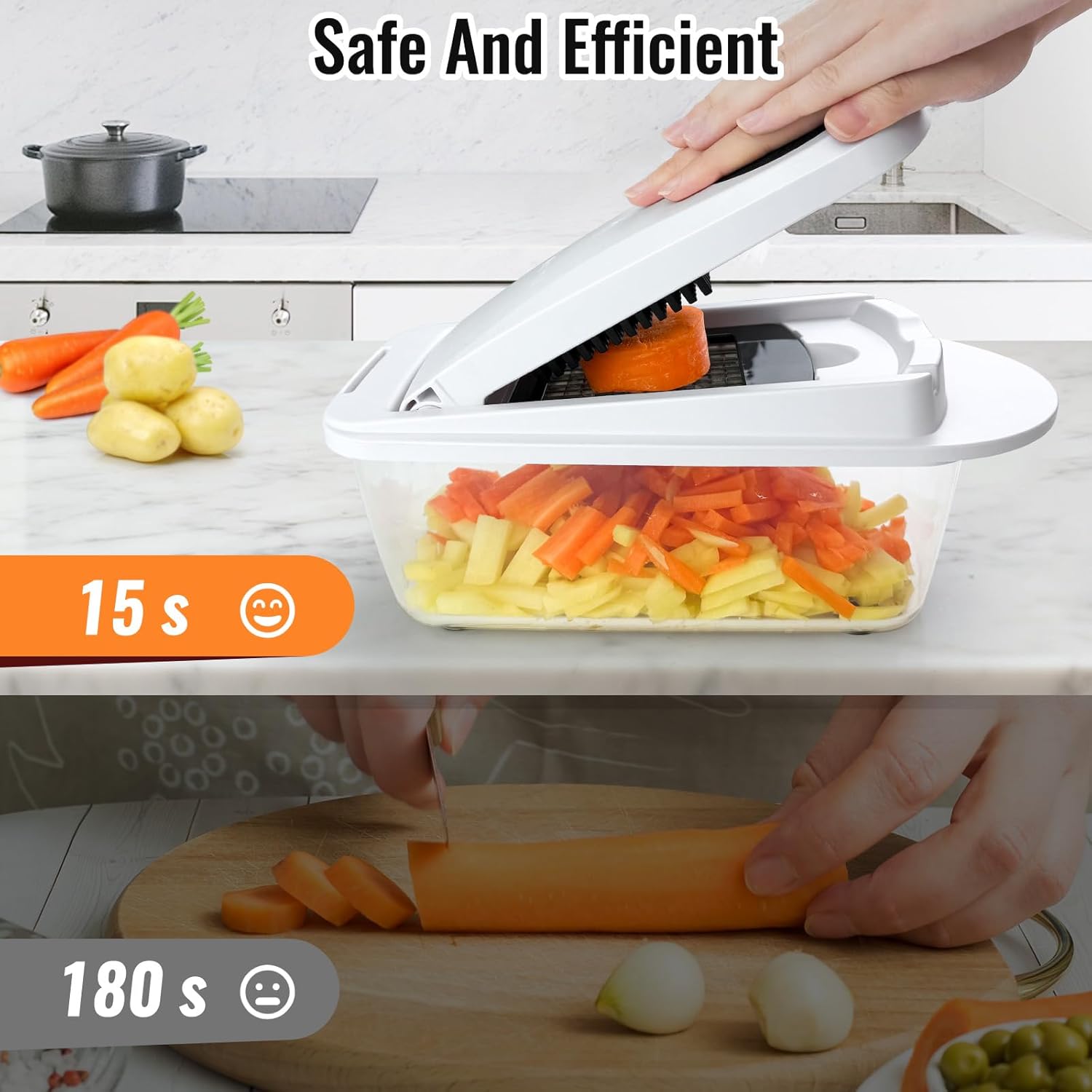 15-in-1 Blade All Vegetable Chopper Mandoline Slicer with Container, Food Chopper, Onion Chopper, Veggie Cutter for Salad