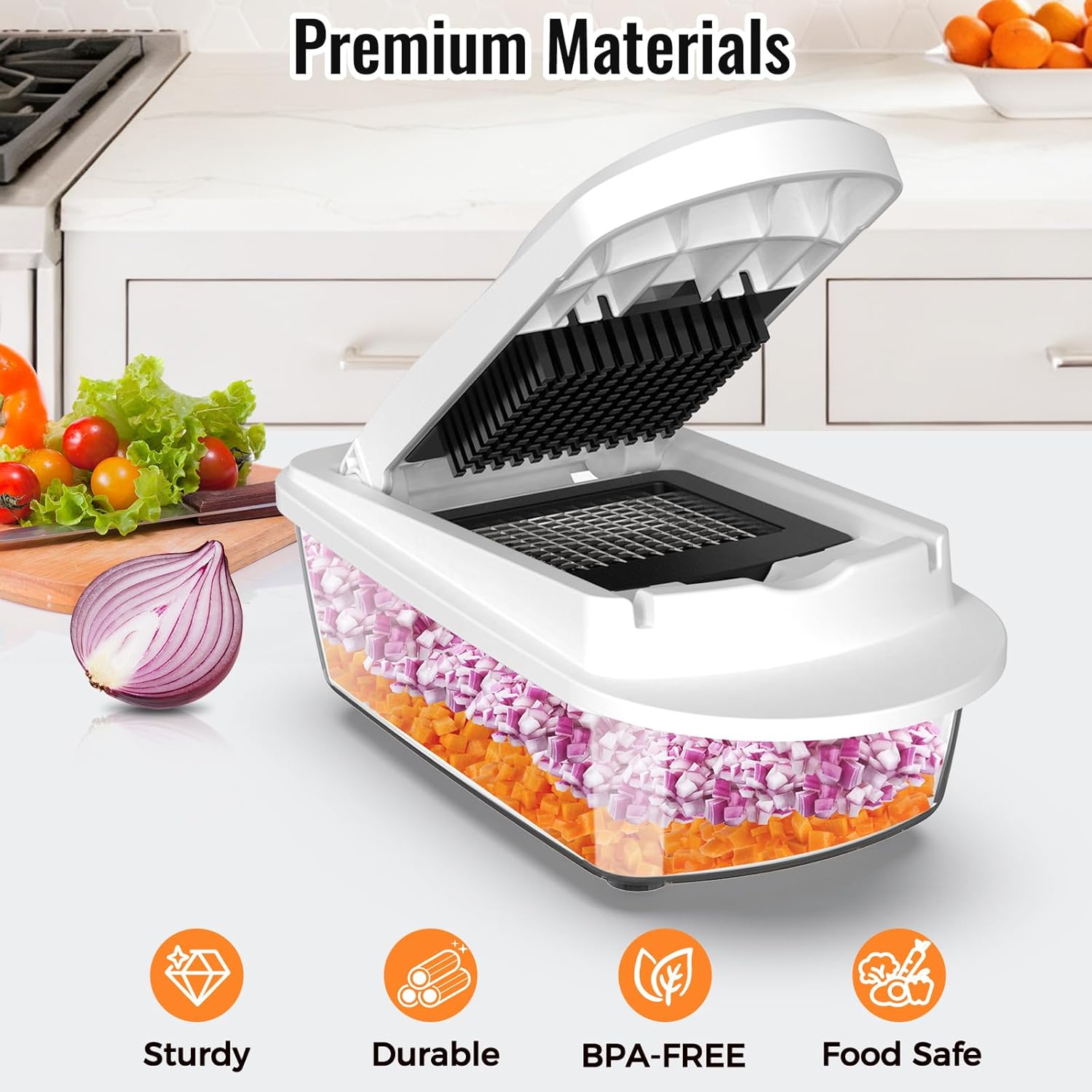 15-in-1 Blade All Vegetable Chopper Mandoline Slicer with Container, Food Chopper, Onion Chopper, Veggie Cutter for Salad