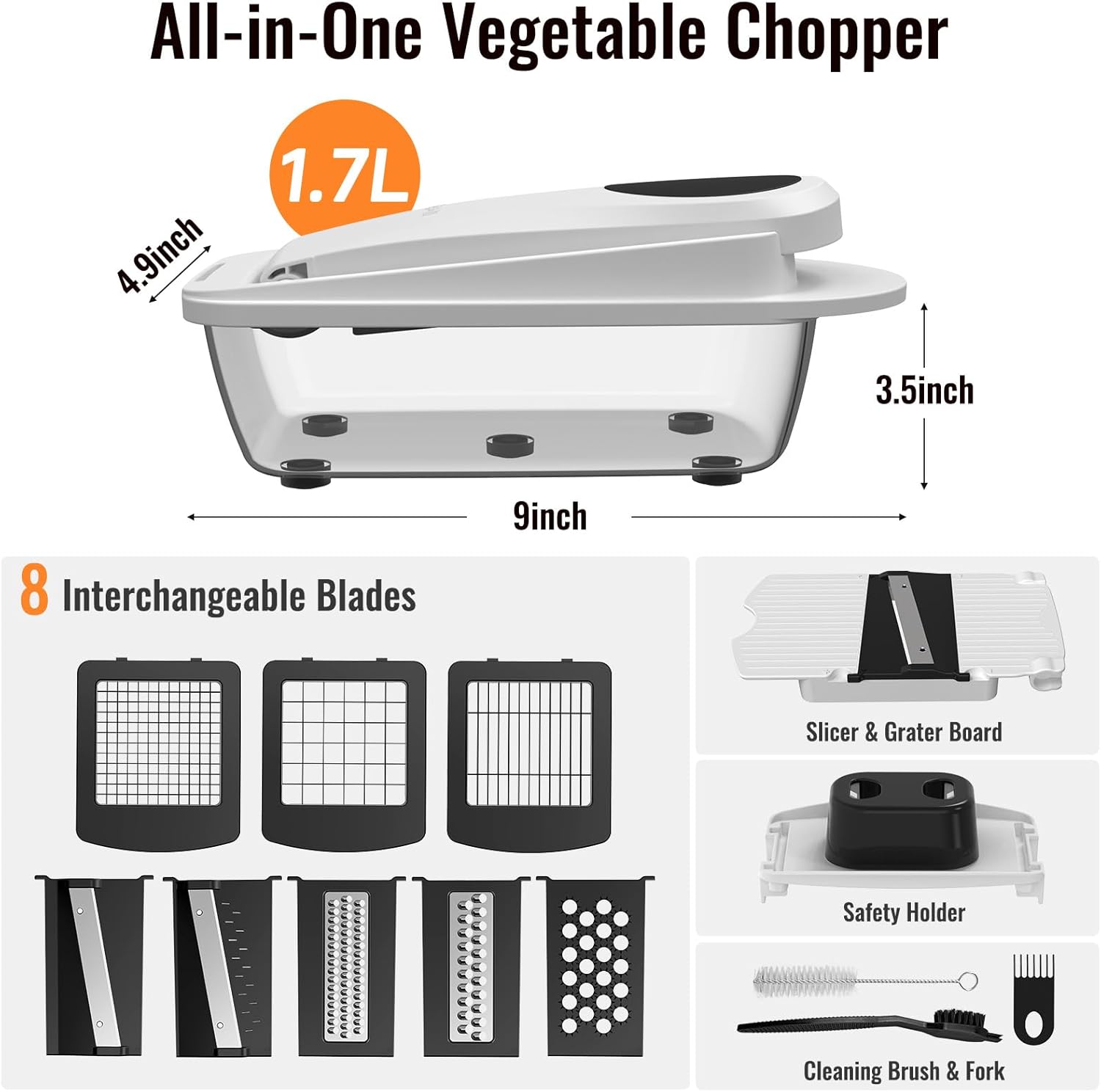 15-in-1 Blade All Vegetable Chopper Mandoline Slicer with Container, Food Chopper, Onion Chopper, Veggie Cutter for Salad